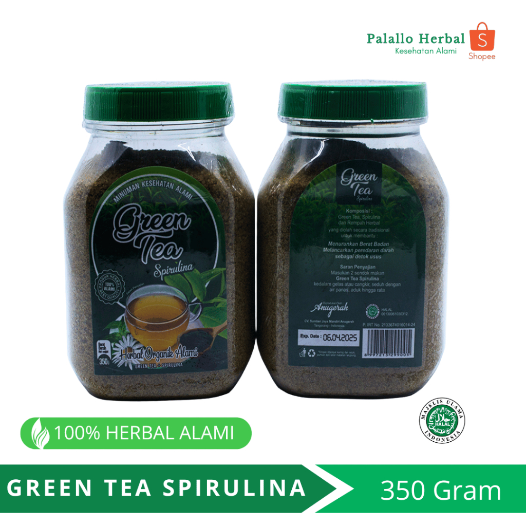 

Minuman Kesehatan Alami GREEN TEA Spirulina Anugerah Kemasan Toples 350 gram