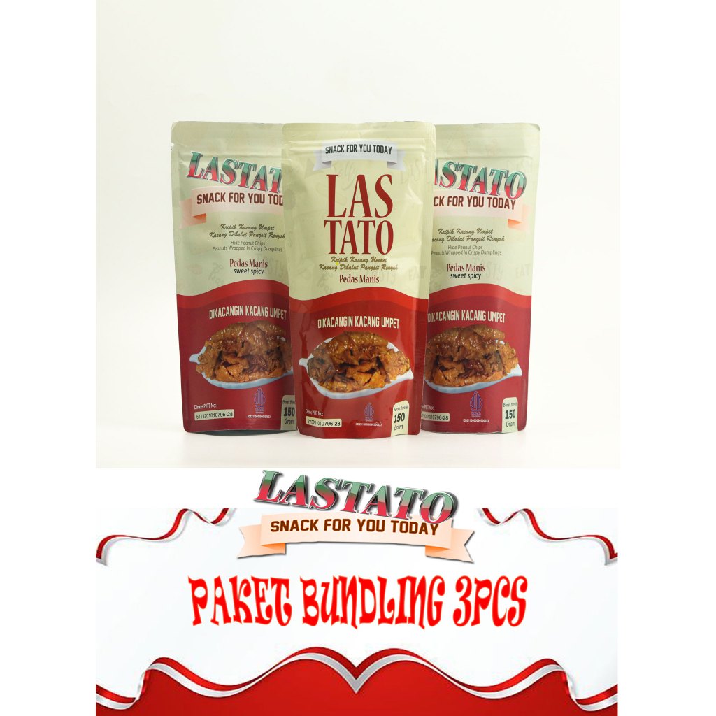 

Paket Bundling 3pcs Lastato snack Keripik Kacang sembunyi rasa Pedas Manis 150g Cemilan Renyah