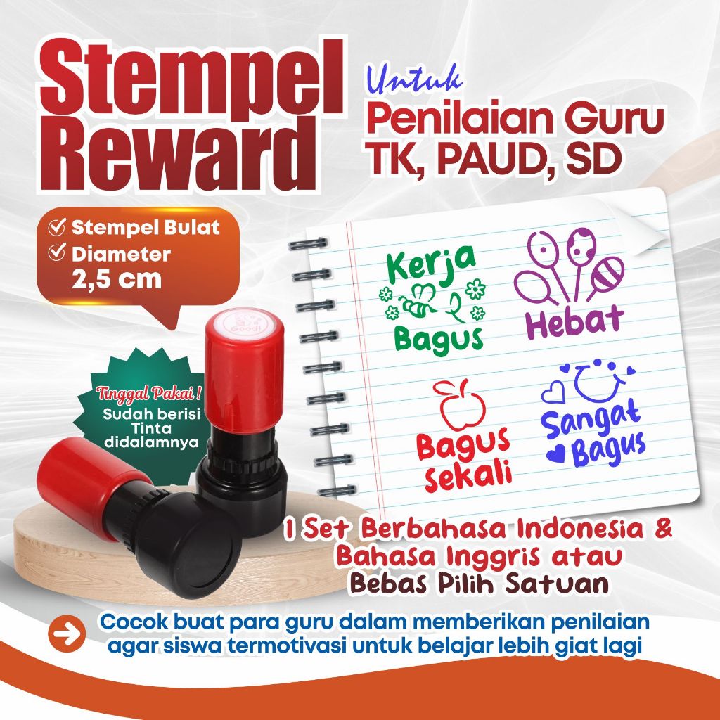 

[✔️ COD] STEMPEL FLASH BULAT REWARD PENILAIAN ANAK | 1 SET/SATUAN (Sudah Terisi Tinta)