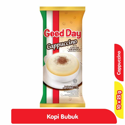 

Kopi Good Day Cappuccino With Cocoa Granule 25 gr (Isi 10 Rcg)