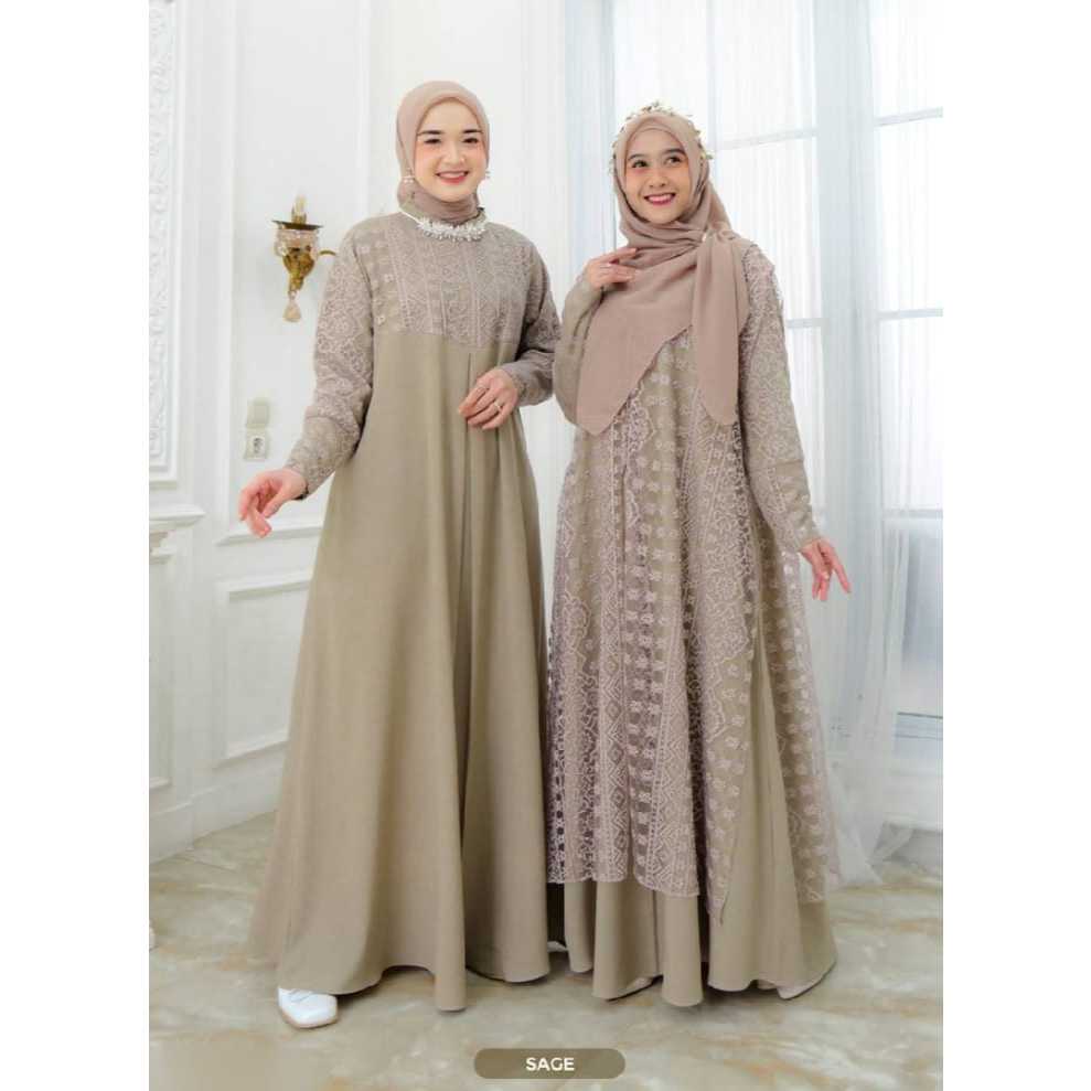 Serena Gamis Hitam Brokat Elegan Muslimah Dress Pesta Syari Modern Dewasa