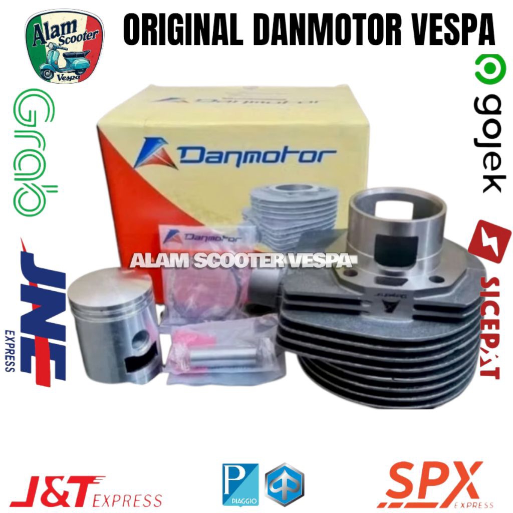 Blok silinder lubang 2 komplit danmotor Blok seher vespa super sprint ring tipis komplit Danmotor