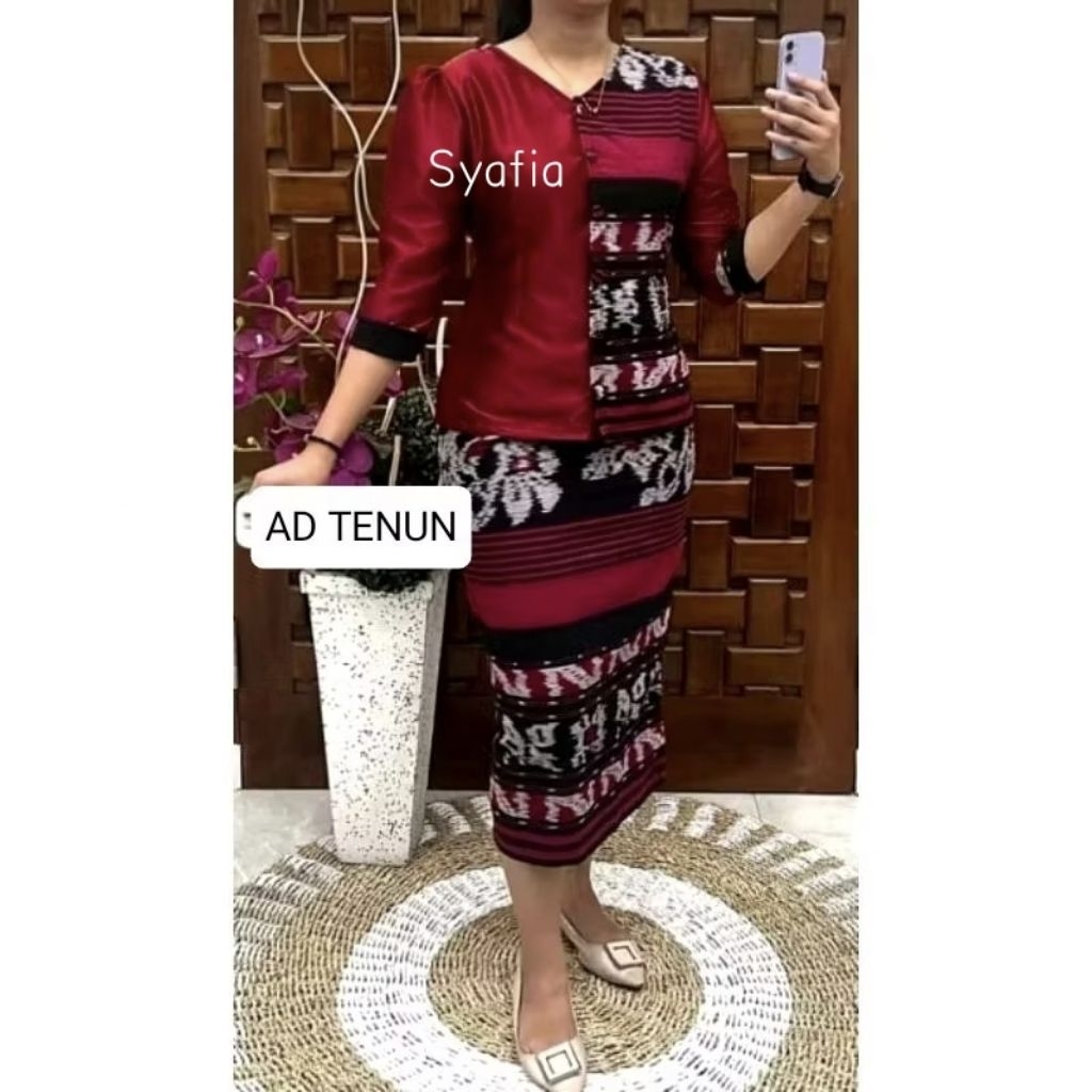 SETELAN WANITA ROK BLUS TENUN