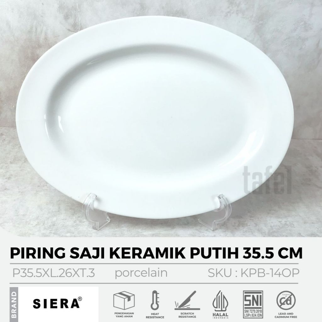 SIERA Piring Saji Oval Keramik White HORECA 35.5 cm