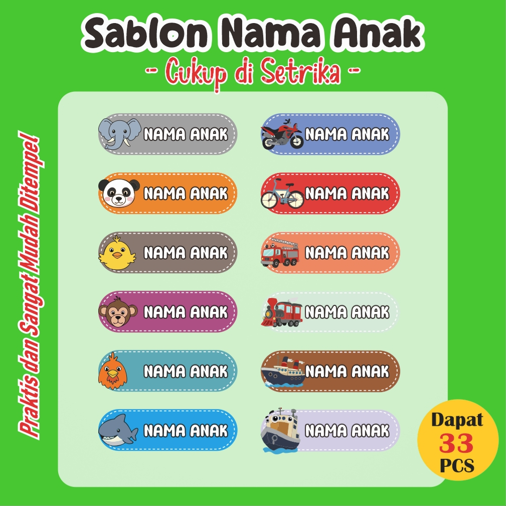 

Stiker Kain Custom 55 PCS Stiker Label Nama Kain Baju Anak Sablon Setrika sticker aesthetic custom