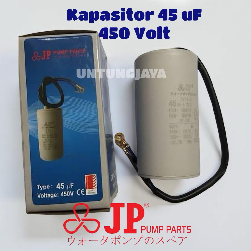 KAPASITOR BULAT KABEL JP 45 uf 45UF 450VOLT // KAPASITOR KABEL POMPA AIR JP 45 MIKRO // CAPACITOR JP