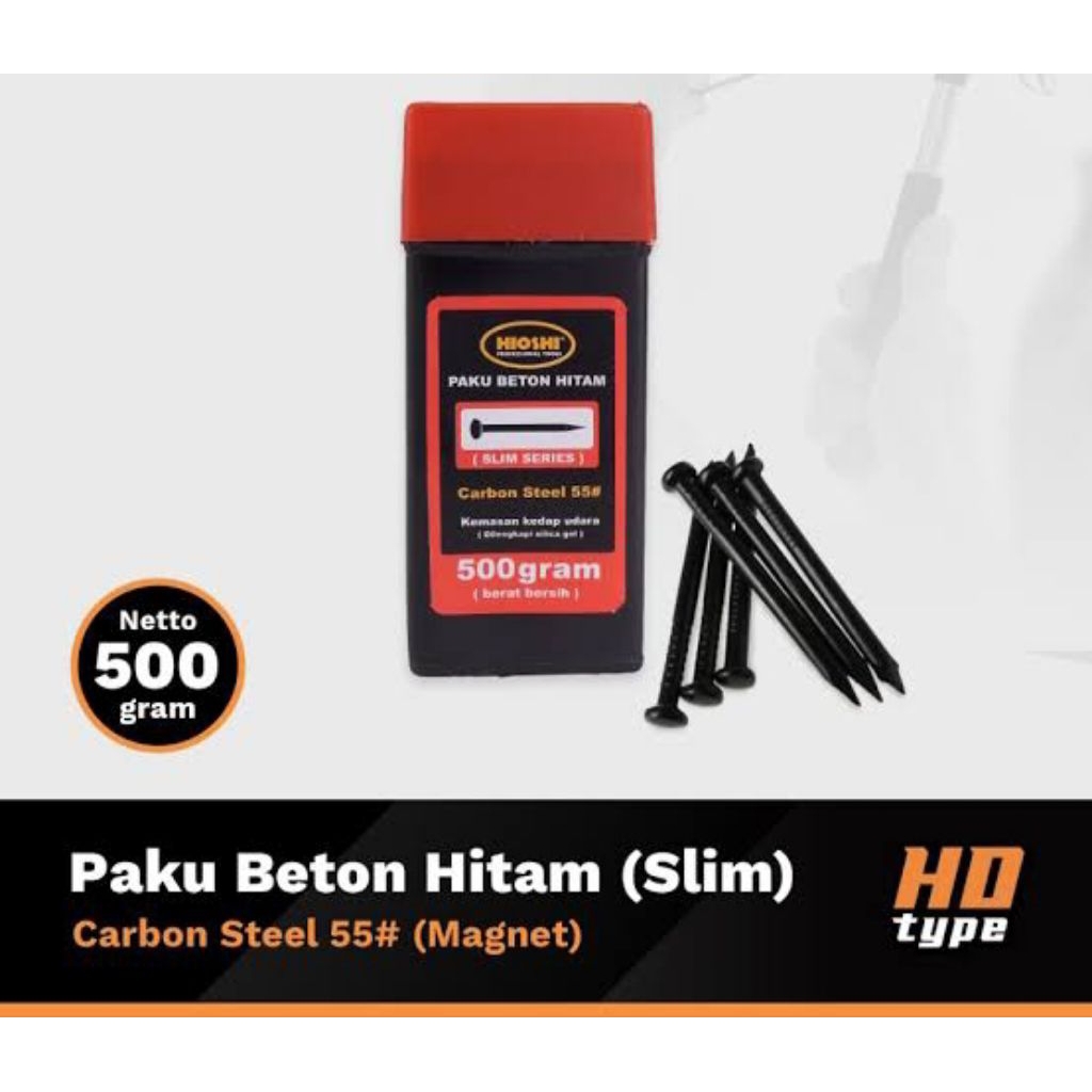 paku beton hitam hioshi 500gr 25mm / paku baja 2,5cm /paku beton hitam