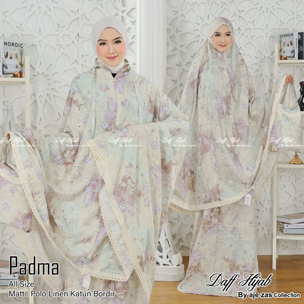 DAFF HIJAB//MUKENA DEWASA 2IN1 POLO LINEN KATUN BORDIR