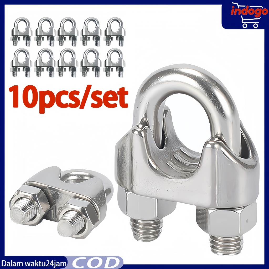 10pcs klem seling kuku macan 2-3mm / klem sling wire rope  / klem kabel baja clemp tali kawat baja