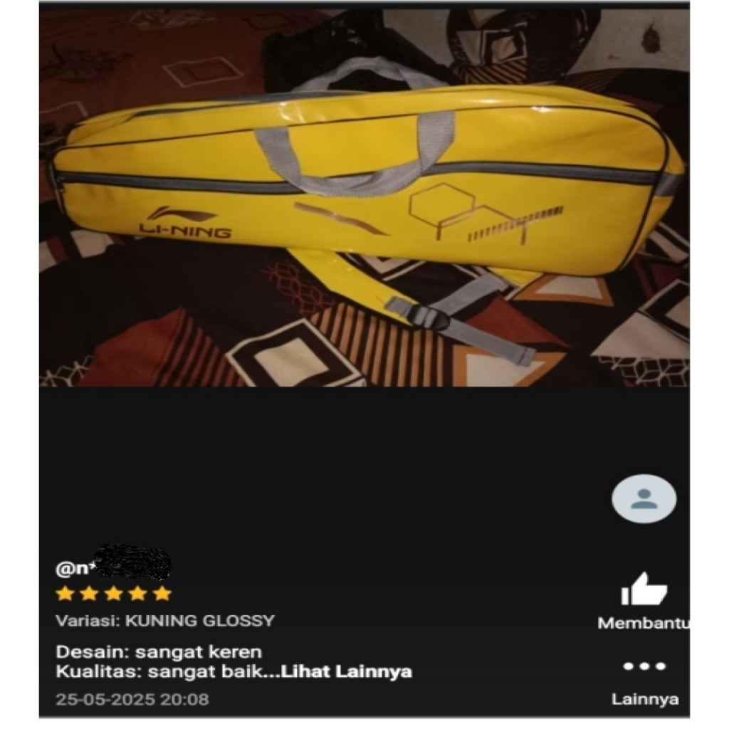 Tas raket lapisan thermo alumunium foil 4mm single form 2rungan kapasitas 5 raket model rangsel tent