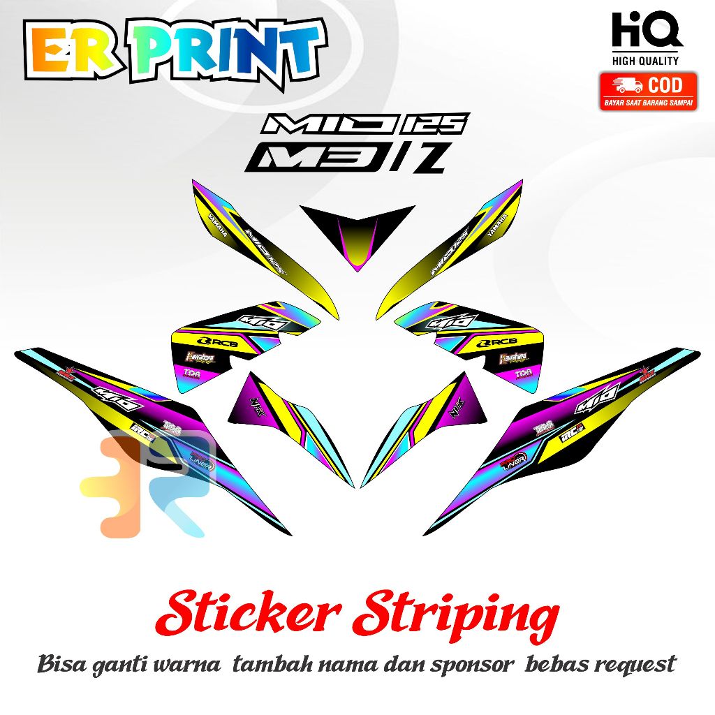 Sticker Striping Mio M3 Full Set Kanan Kiri Striping Standar Mio M3 Racing