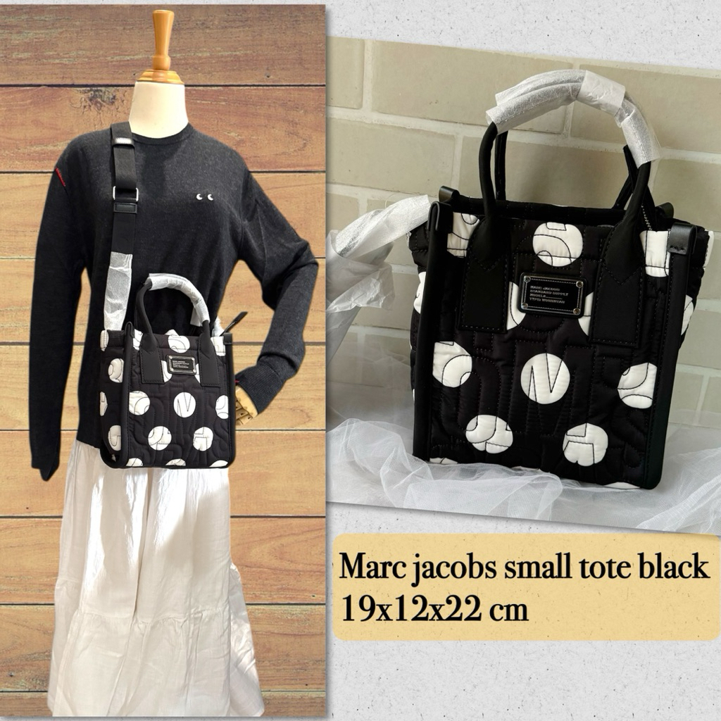 tas wanita mj m arc ja cobs original selempang wanita nylon mini tote crossbody black polkadot