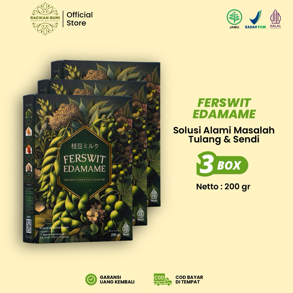 

Ferswit Susu Bubuk Edamame Jepang Murni Untuk Masalah Nyeri Sendi & Tulang Rematik Paket 3 Box