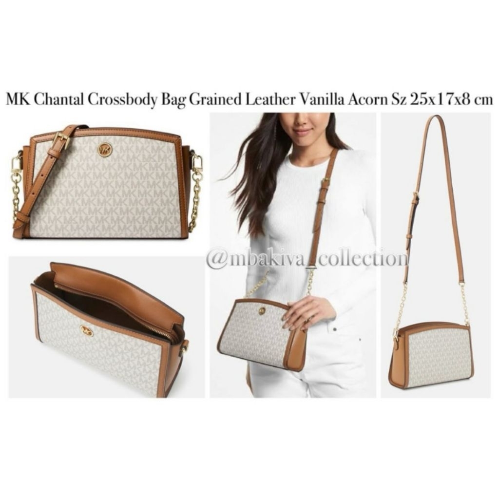 MK Chantal Crossbody Bag Grained Leather Vanilla Acorn
