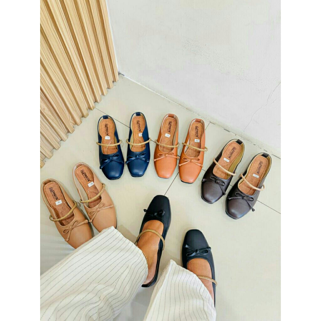 Sepatu wanita kulit papirut garut model tutong sol flat