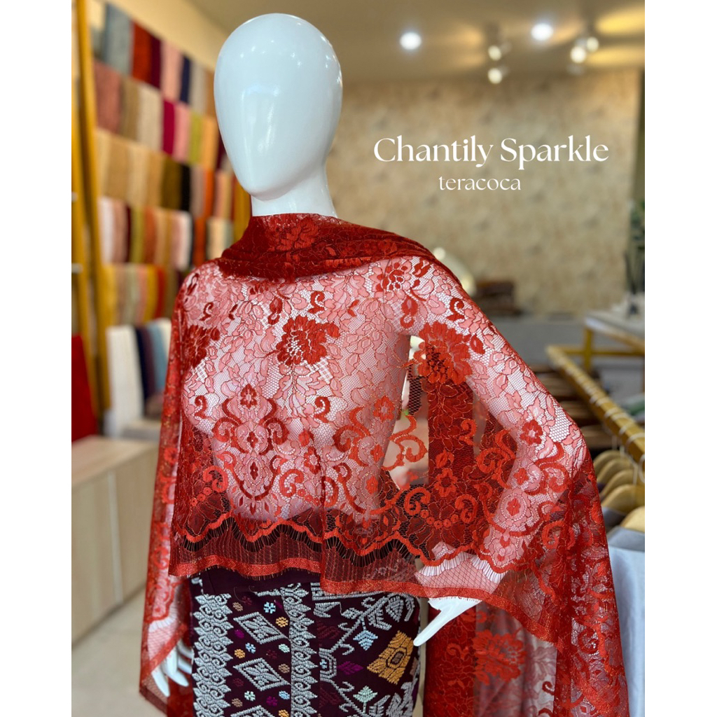 Kain brokat semi prancis chantilly Sparkle -AmiraTextile