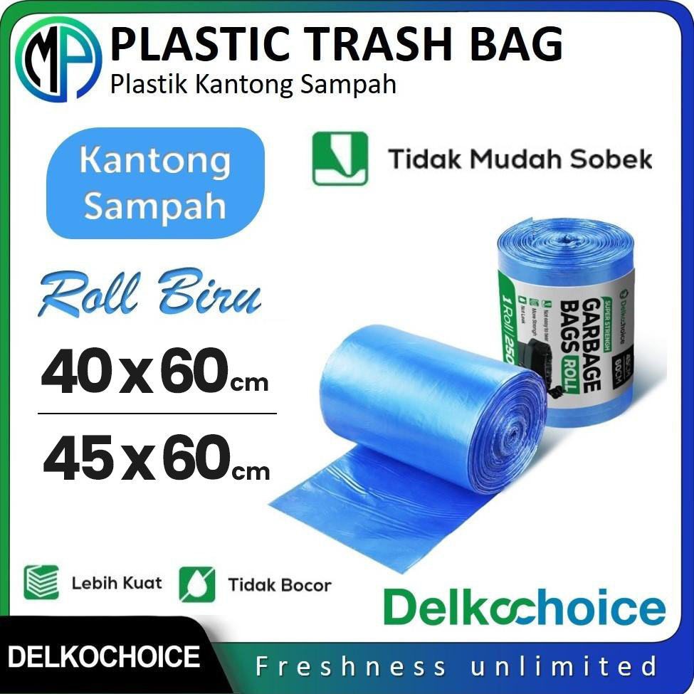Kantong Kresek Plastik Sampah Biru Roll Tebal 40x60 45x60 cm Trash Bag Blue /Garbage Bag Delkochoice