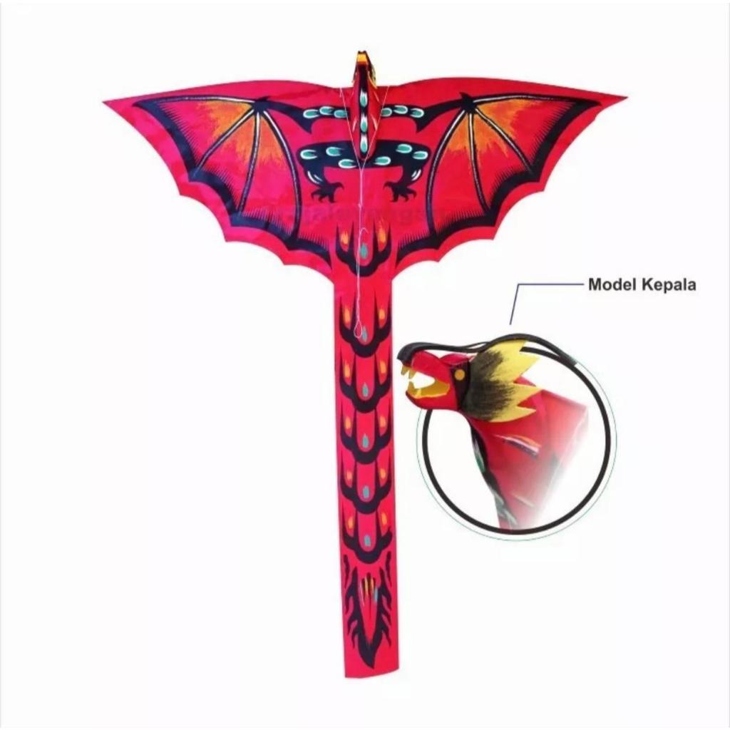 LAYANG-LAYANG BAHAN KAIN MOTIF NAGA LAYANGAN MAINAN JADUL BISA BONGKAR PASANG Model Kepala Unik