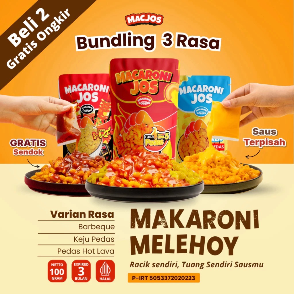 

MACJOS Makaroni Melehoy - Bundling 3 Pcs | Kemasan 100gr