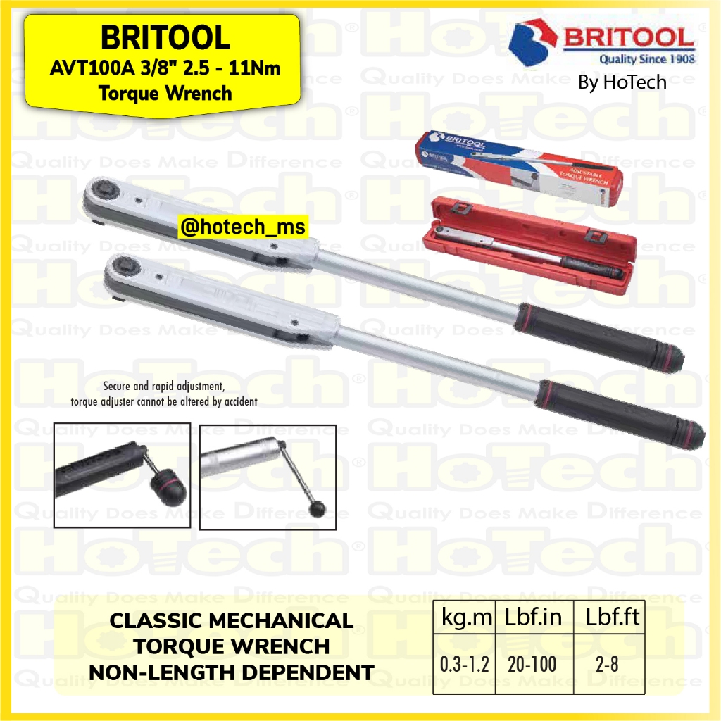 BRITOOL AVT100A Torque Wrench 3/8" | Kunci Moment 3/8" BRITOOL | AVT 100A