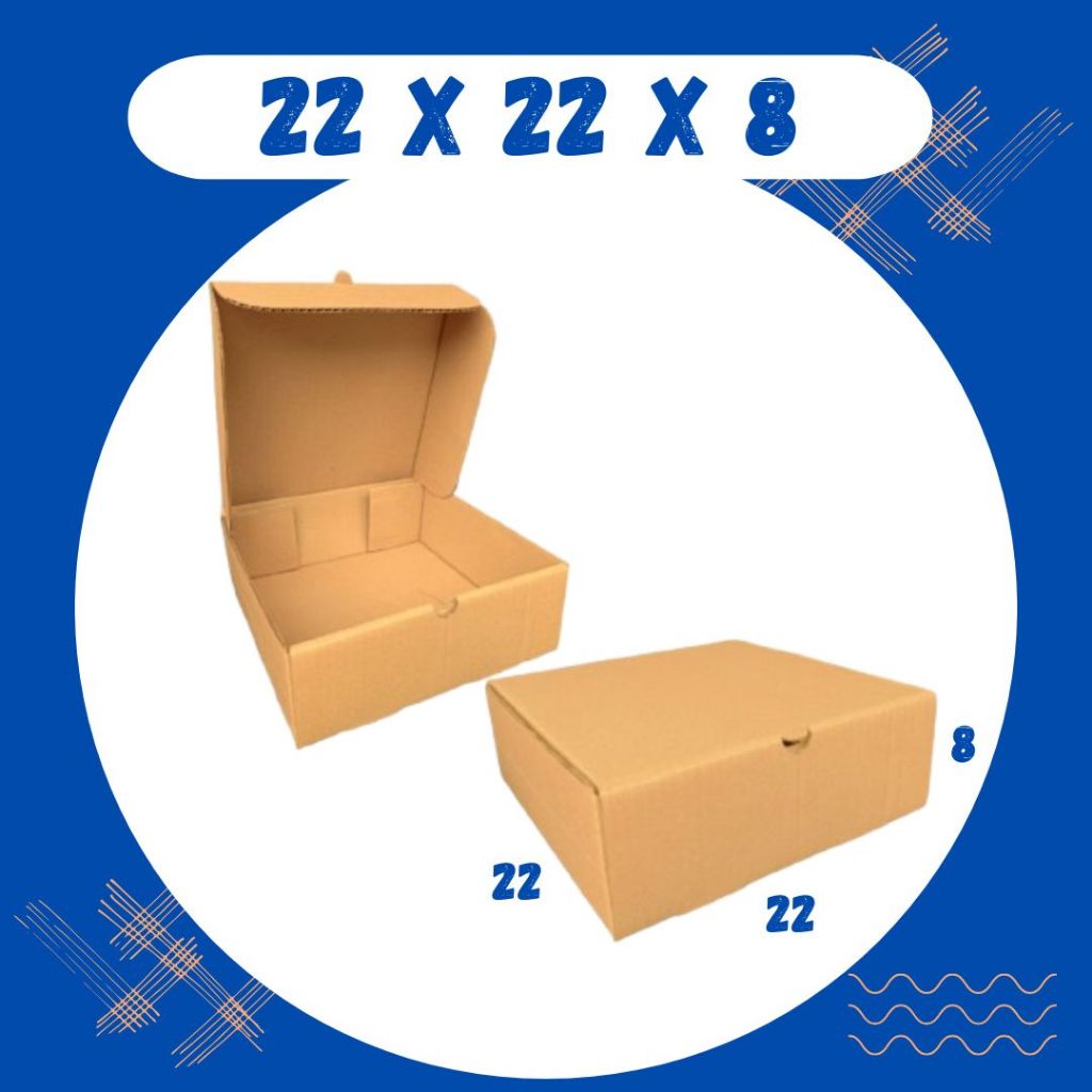 

Box 22x22x8 LD Packing Polos kardus 22x22x8 kemasan pizza dus hampers handuk malang Grosir
