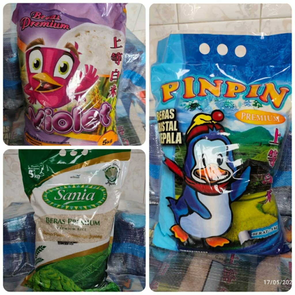 

Beras premium punel pinpin sania violet sintanola 5kg