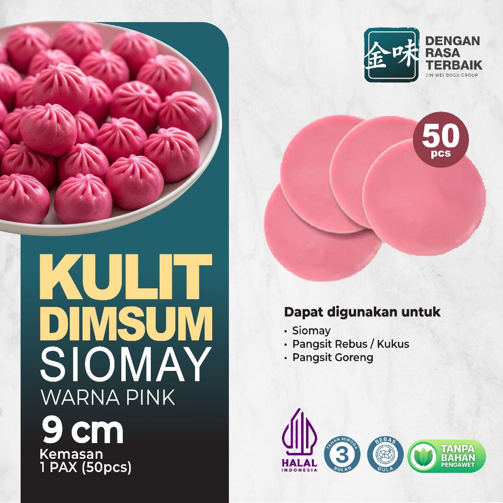 

DRT - KULIT DIMSUM SIOMAY PINK 9CM HALAL | ISI 50PCS | LENTUR, TIPIS, TIDAK MUDAH ROBEK