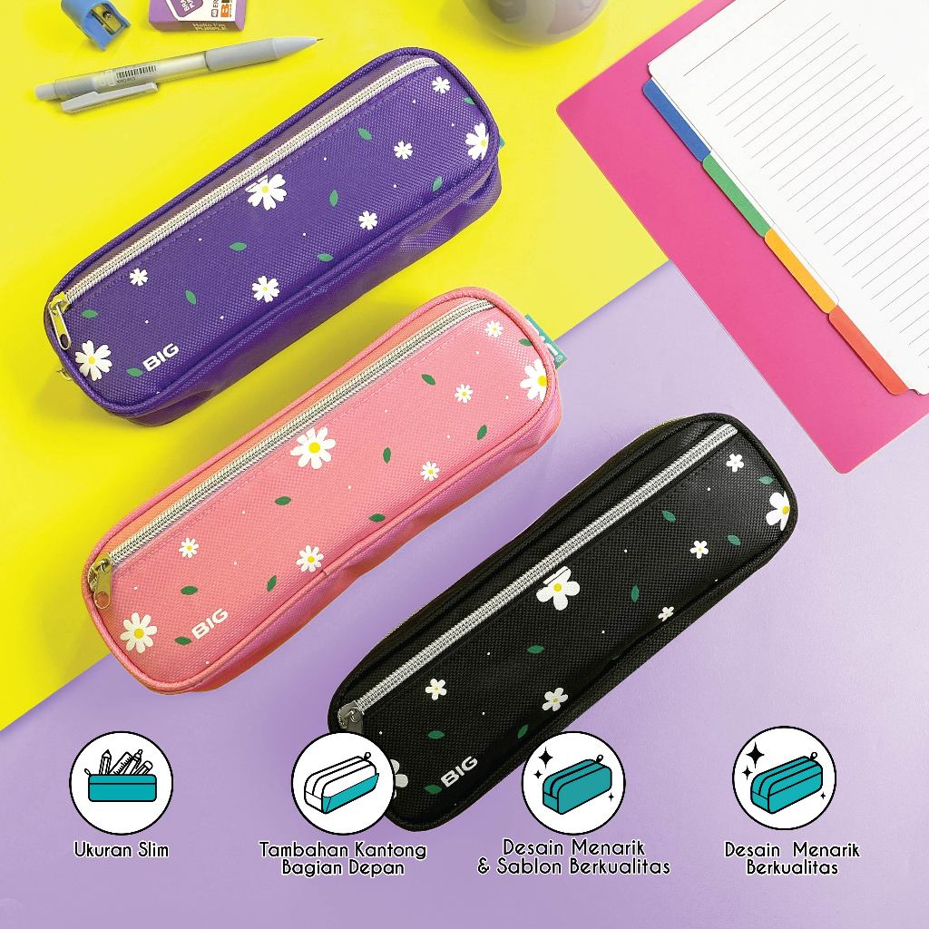 

BIG Tempat Pensil Kotak Pensil Model White Flower Pencil Case Jumbo Tepak Pensil Besar Tempat Alat Tulis Multifungsi PF-031