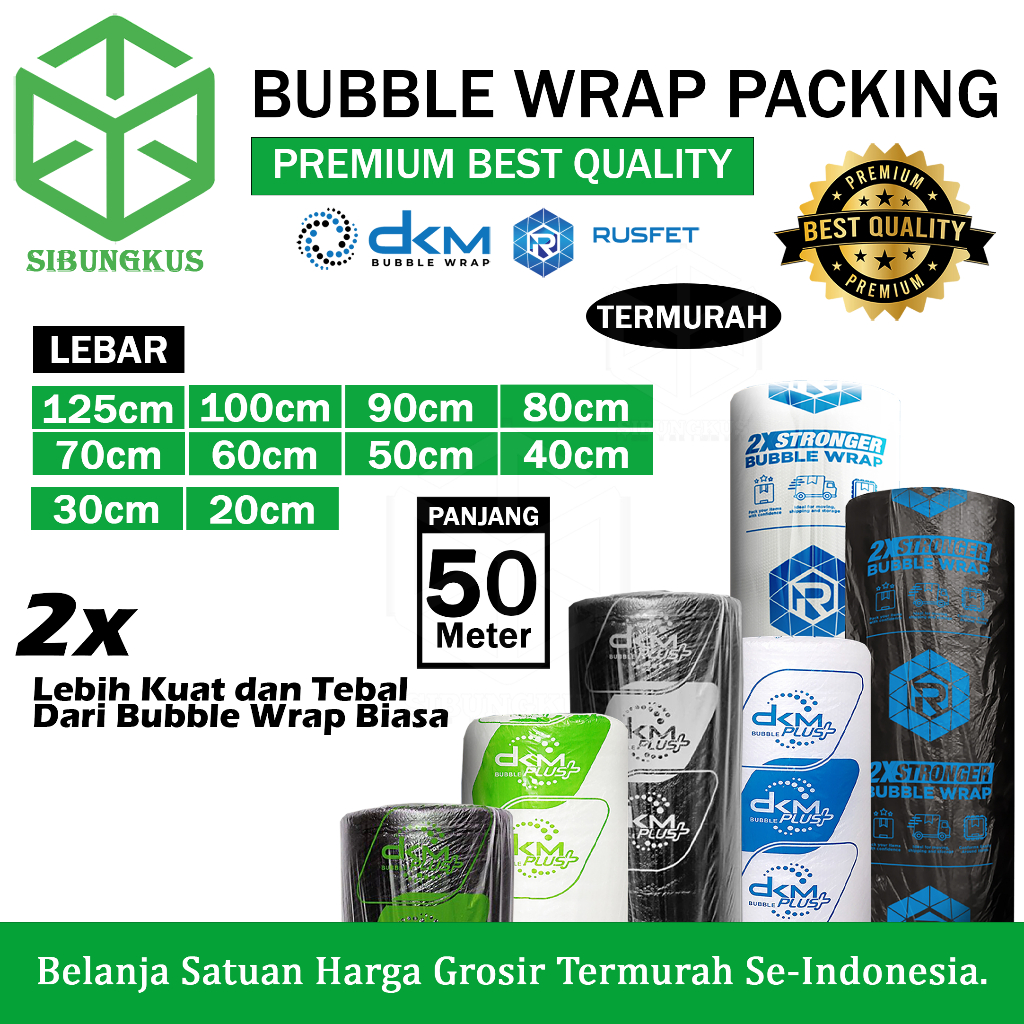 

Plastik Bubble Wrap Roll 125 X 50 Meter Dkm Plus Bubblewrap Packing Premium
