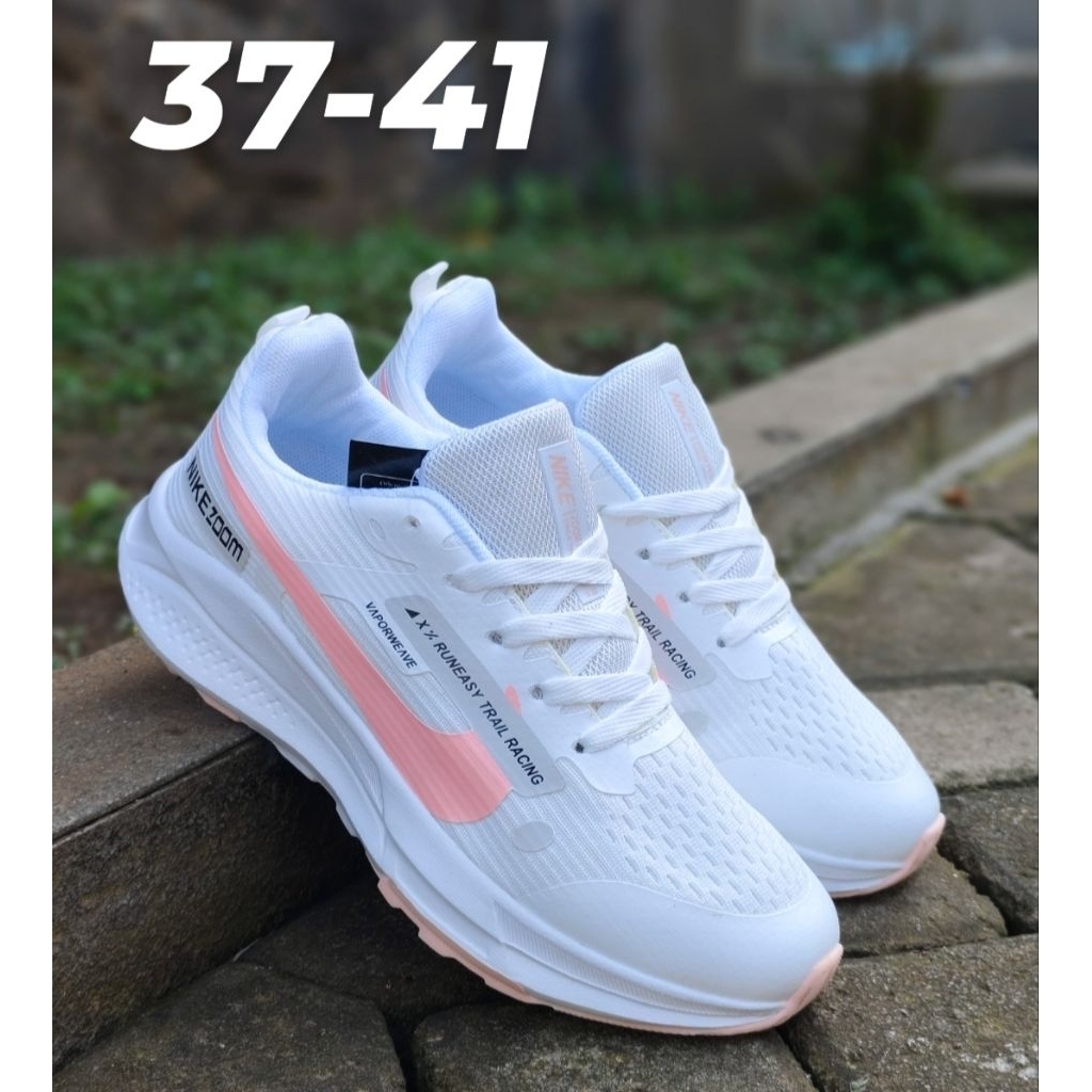 Sepatu Runing Wanita Import Merah Maroon Running Sneakers