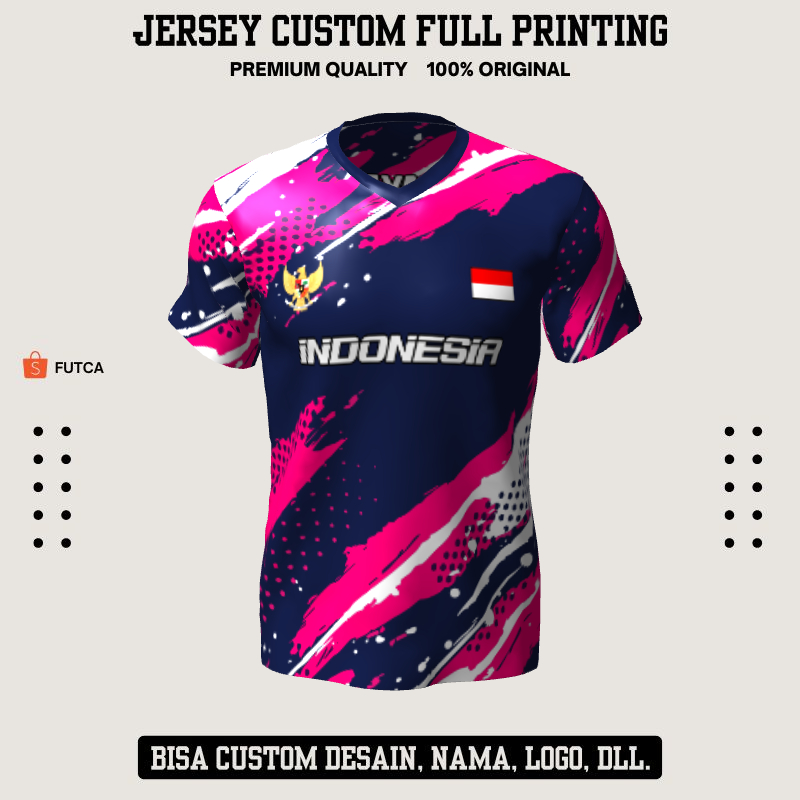 Kaos Jersey Futsal Navy Pink Putih Motif Abstrak 261 - Jersey Olahraga Custom Full Printing