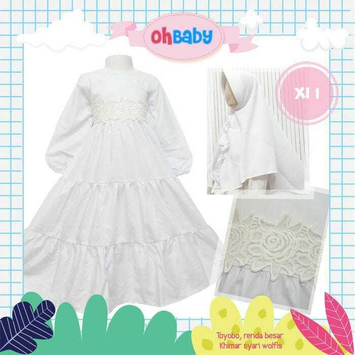 Gamis Syari Putih Set Bergo Anak by Oh Baby (XI 1)