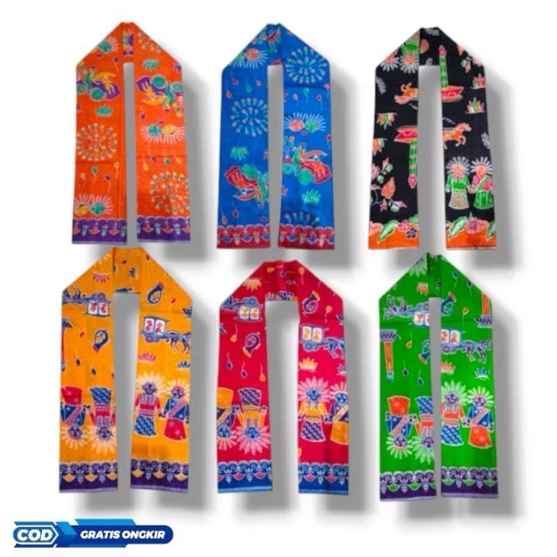 Syal Betawi Syal Betawi Selendang Betawi Cukin Ondel Ondel Cukin Batik Termurah