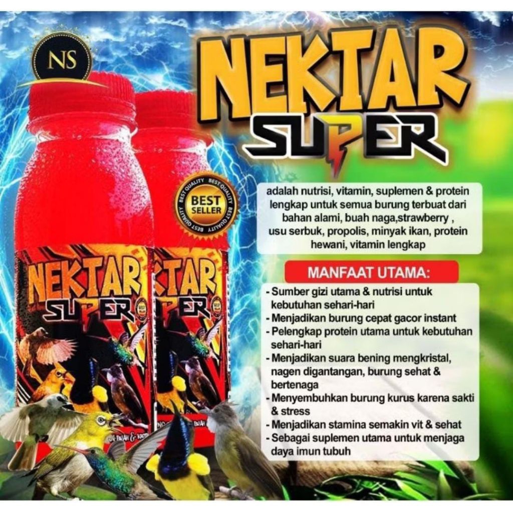 [Best Selling] Nektar Super merah 150ml terbaik untuk sogon pleci kolibri  Burung Kicau