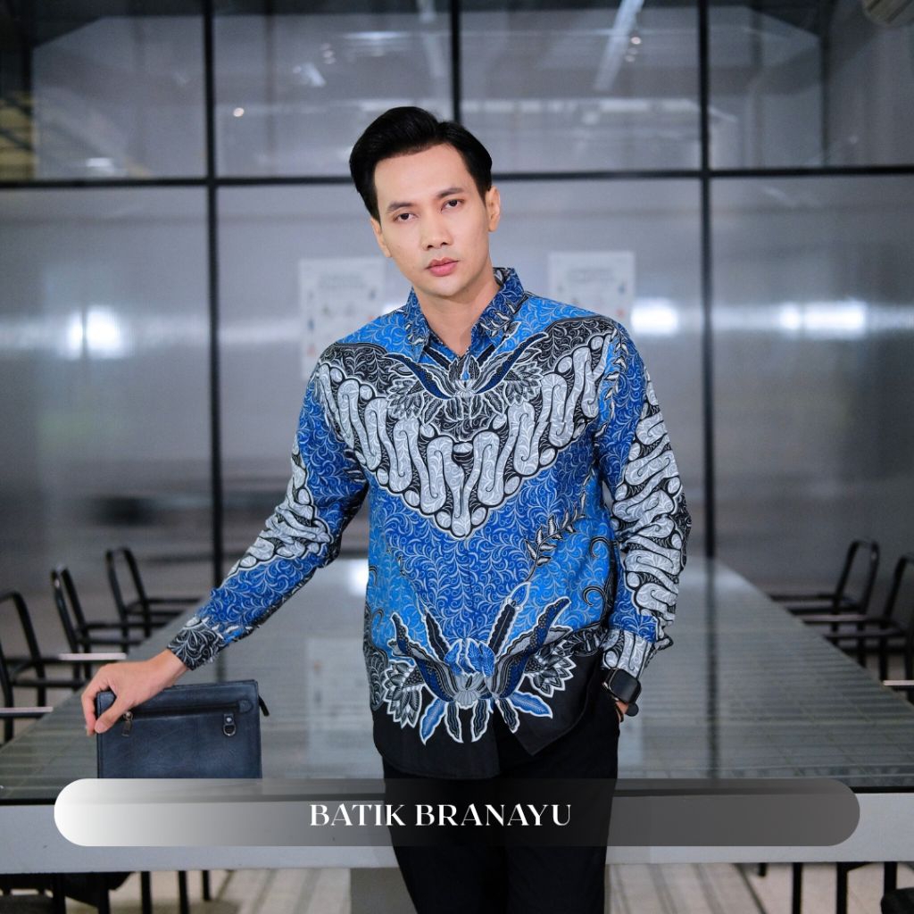 Branayu Batik Pria Lengan Panjang Slim Fit TERBARU Keris Modern Premium Baju Atasan Batik Cowok Prab