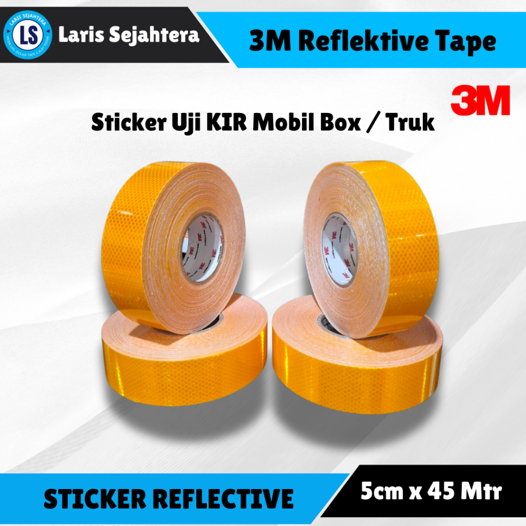 Sticker Reflektor 3m Kuning - uji KIR - Sticker pemantul cahaya 3m