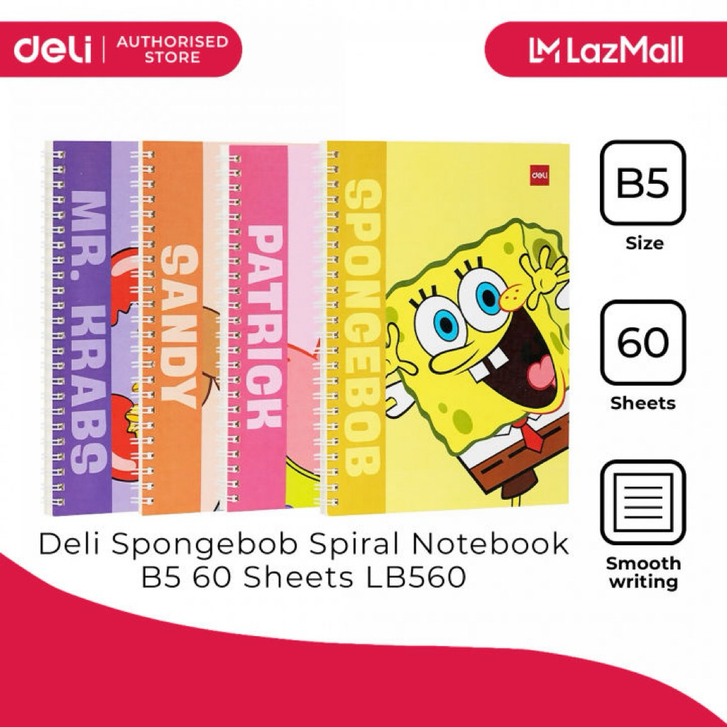 

Miniso x Deli Stationery Spiral Notebook B5 Spongebob Squarepants / Buku tulis buku note buku garis