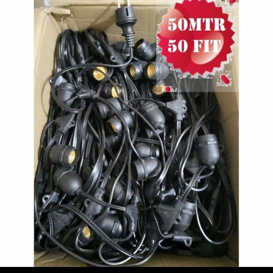 Fitting Lampu Gantung Outdoor 50METER 50FITING 50METER 100FITING LAMPU GANTUNG dekorasi/Kabel Fittin
