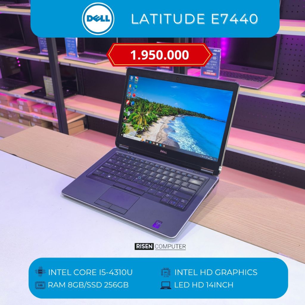 Laptop Dell Latitude E7440 Intel Core i5-4310U RAM 8GB SSD256GB HD 14inch Notebook Second