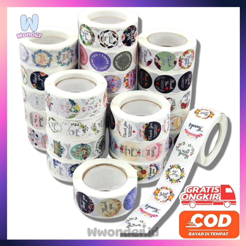 

WW 1 Roll Stiker Terima Kasih Stiker Thank You Bulat Untuk Label Makanan isi 500 Pcs
