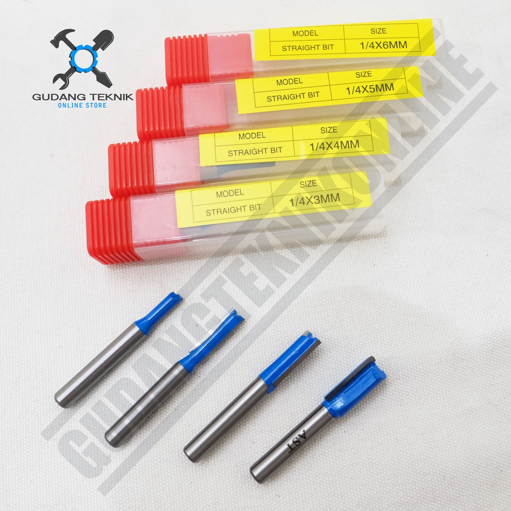 GROSIR (AST STRAIGHT BIT) Mata Profil Kayu Straight Bit 1/4" X 10 12mm / Mata Trimmer Router AST Str