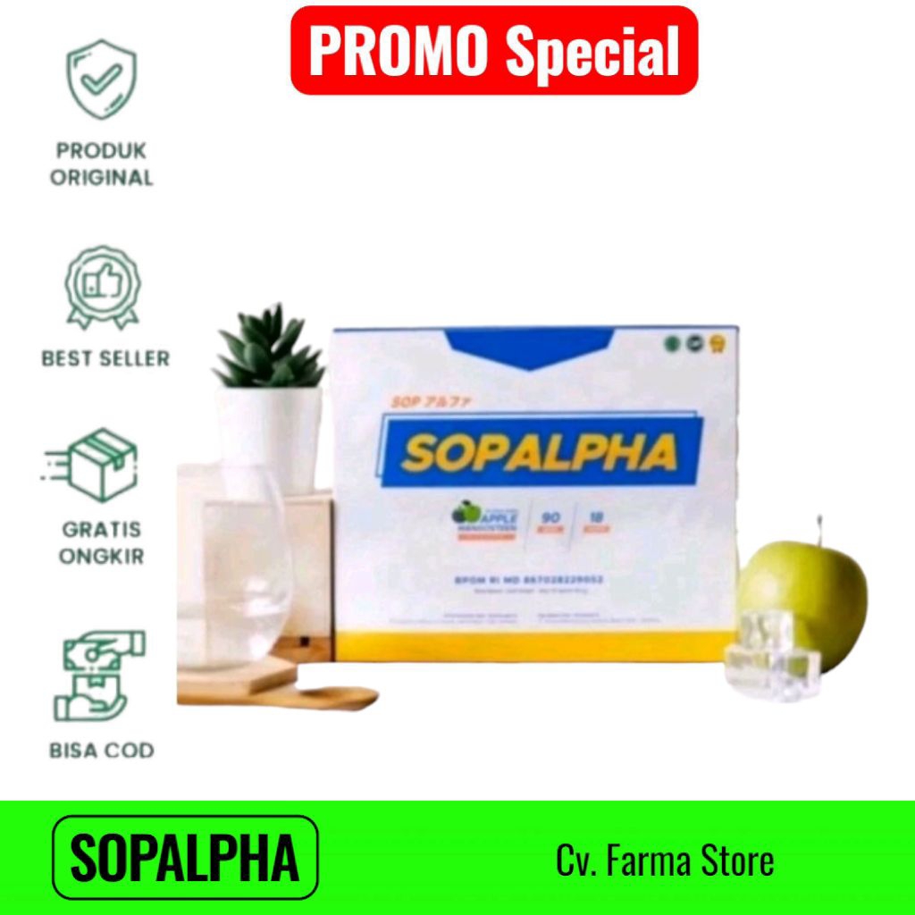

TERBAIK SOPALPHA - Rasa Apel Manggis Isi 18 sachet @5gr BPOM HALAL