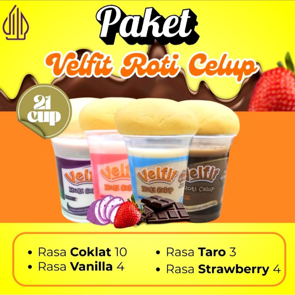 

21 Cup Es Roti Coklat Bahagia Velfit Tanpa Topping Sereal Mix 4 Rasa