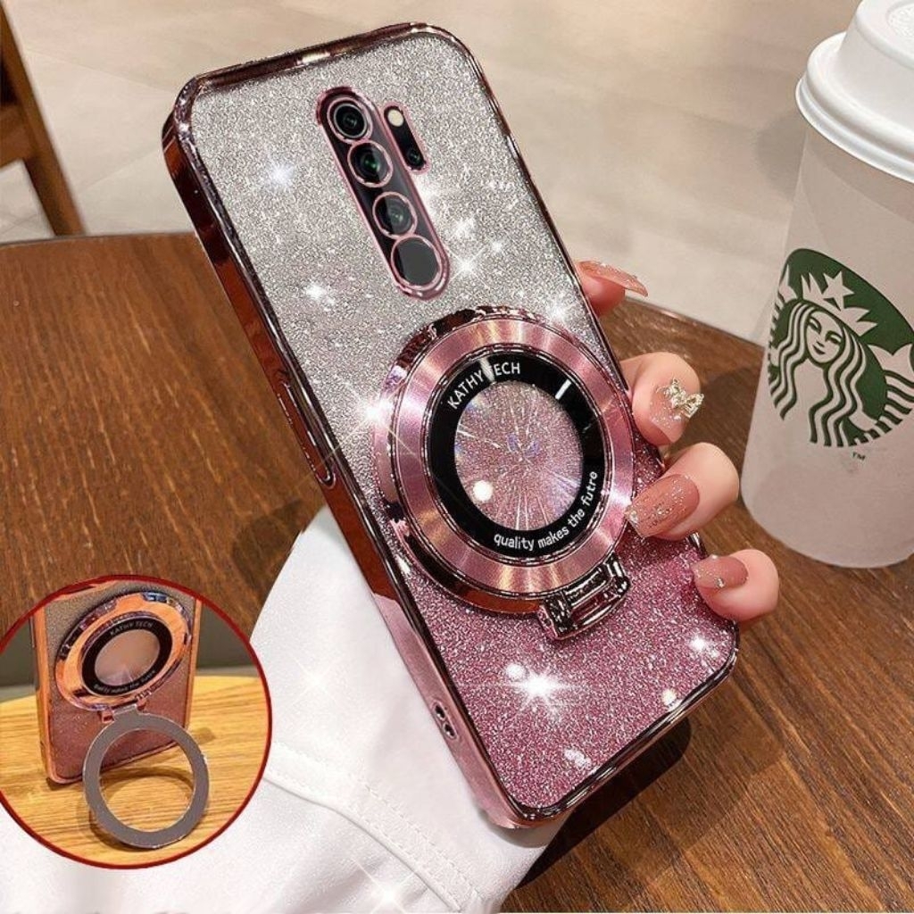 Casing Oppo A5 2020 / A9 2020 Soft Case Ring Standing Glitter Mangsafe Terbaru