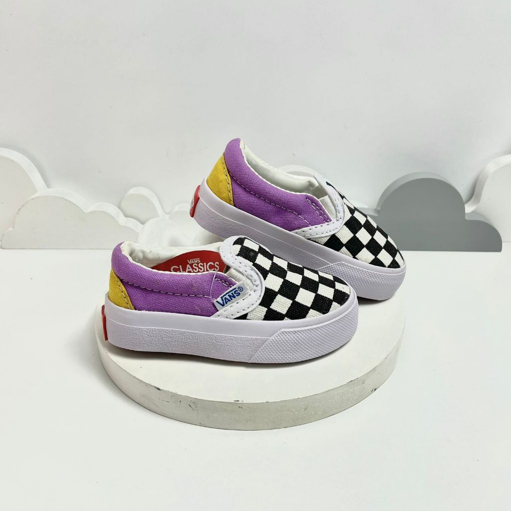 Sepatu Anak Model Selop FSN Persegi Ungu Anak Laki Laki dan Anak Perempuan Usia 8 Bulan-8 Tahun