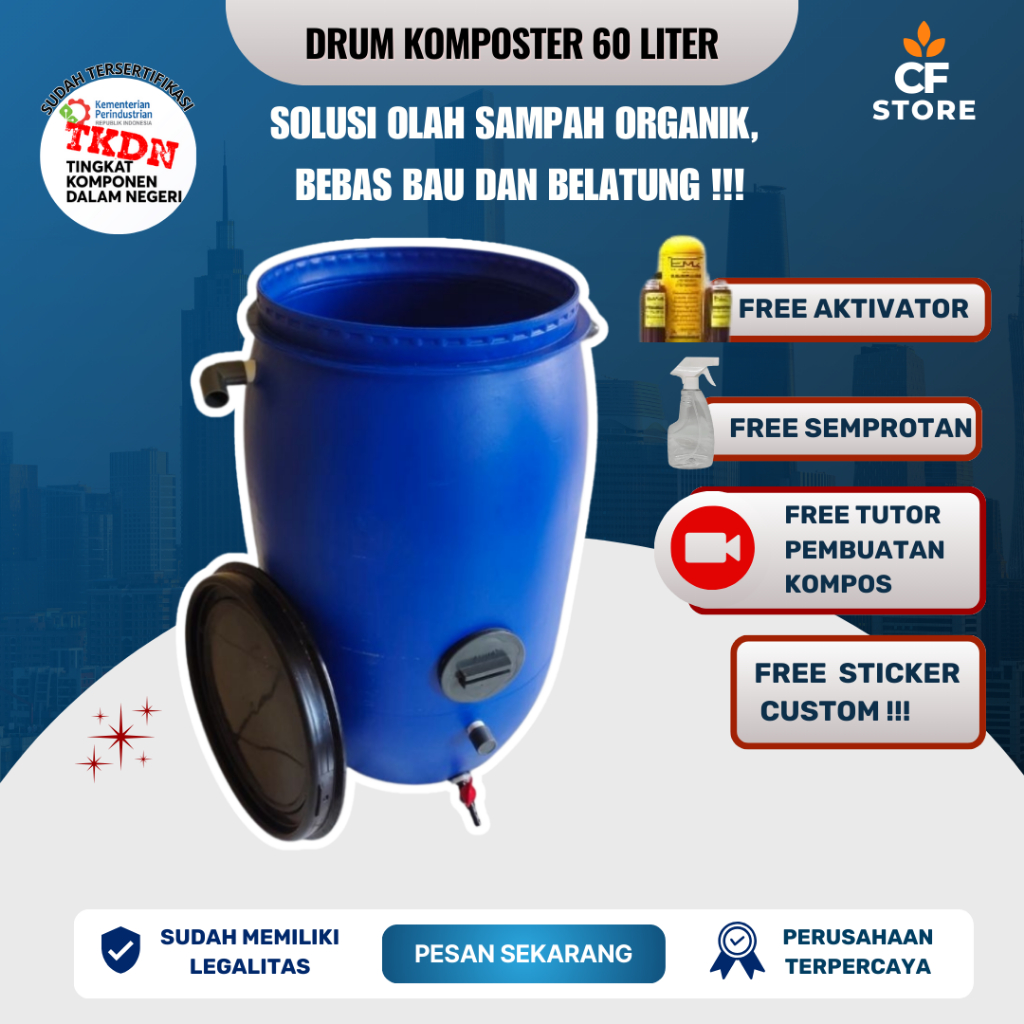 Tong Drum Komposter Kapasitas 60 Liter