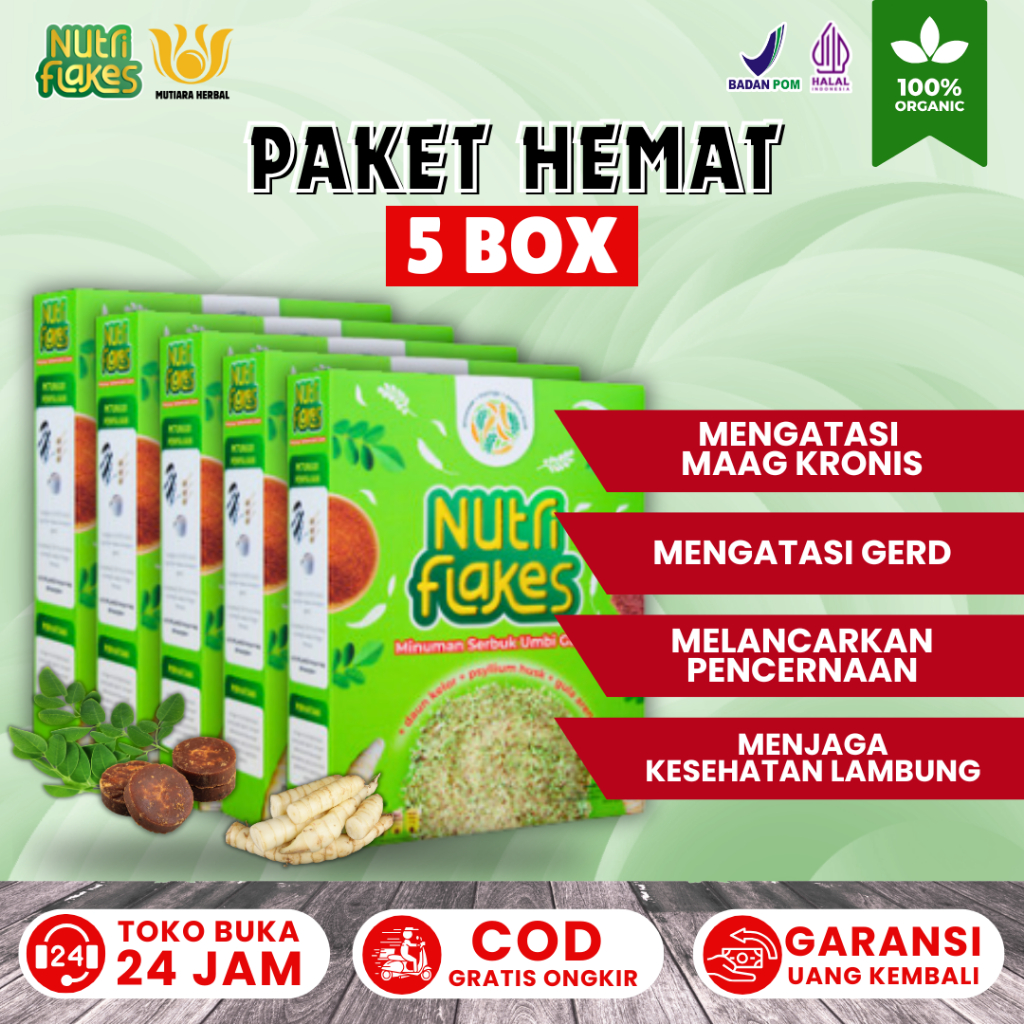 

Nutriflakes Paket 5 Box - Bebas Dari Asam Lambung, Hidup Sehat Dengan Mengkonsumsi Sereal Oat Susu