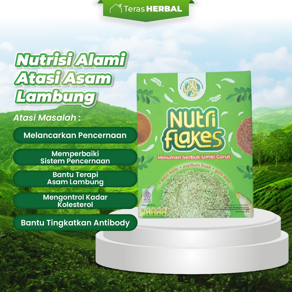 

NUTRIFLAKES - SEREAL UMBI GARUT SOLUSI ATASI ASAM LAMBUNG DAN MAAG KRONIS