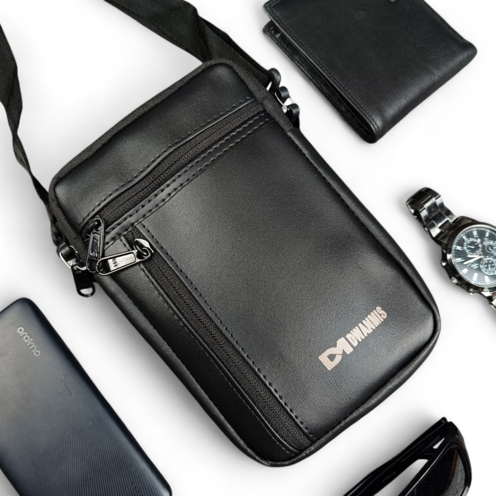 Tas Selempang Mini Kulit Sintetis | DWANMIS Slingbag Black Series