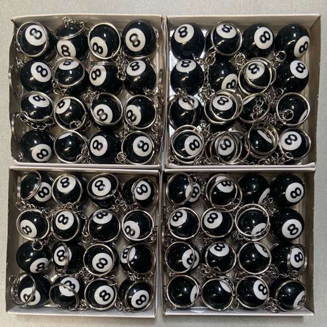 Moonmarket Gantungan Kunci Ball 8 Billiard - 8 Ball Hitam /Keychain 8Ball Bentuk Billiard